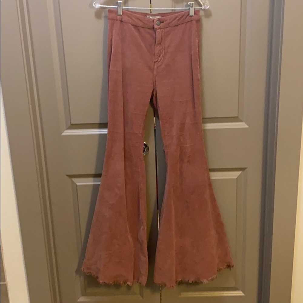 Free people pink corduroy flair jeans